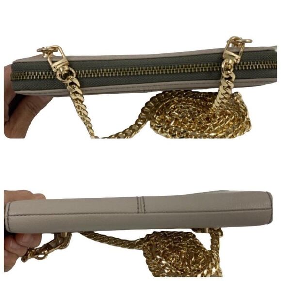 Fossil Womens Tara Zip Clutch in Gray Leather WOC on Chain - Picture 3 of 8